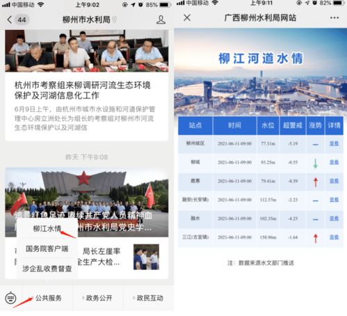 市水利局网站及微信公众号推出柳江河道水情便民查询服务